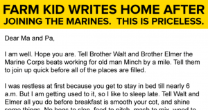 Kid Writes A Letter Home After Joining The Marines.