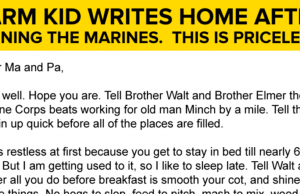 Kid Writes A Letter Home After Joining The Marines.