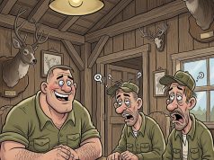 The guys were all out at deer camp, sharing cabins.