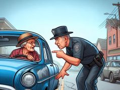 A police officer was investigating a collision on a narrow