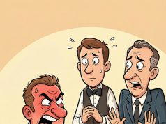 A man orders tomato soup at a restaurant.