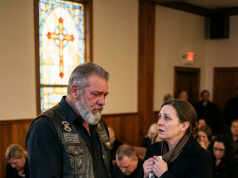Part 2: At my 84-year-old mother’s funeral, a 250-pound biker stood beside her casket like family—when I finally walked up and asked why a complete stranger was crying for her, his first words made my heart stop…