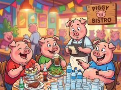 Three Little Pigs went out for dinner one evening.