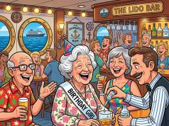 An elderly woman walked into the bar on a cruise ship and ordered a Scotch