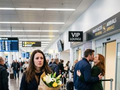 I went to the airport carrying flowers for my parents and saw my husband, who claimed he was in Madrid, kissing another woman